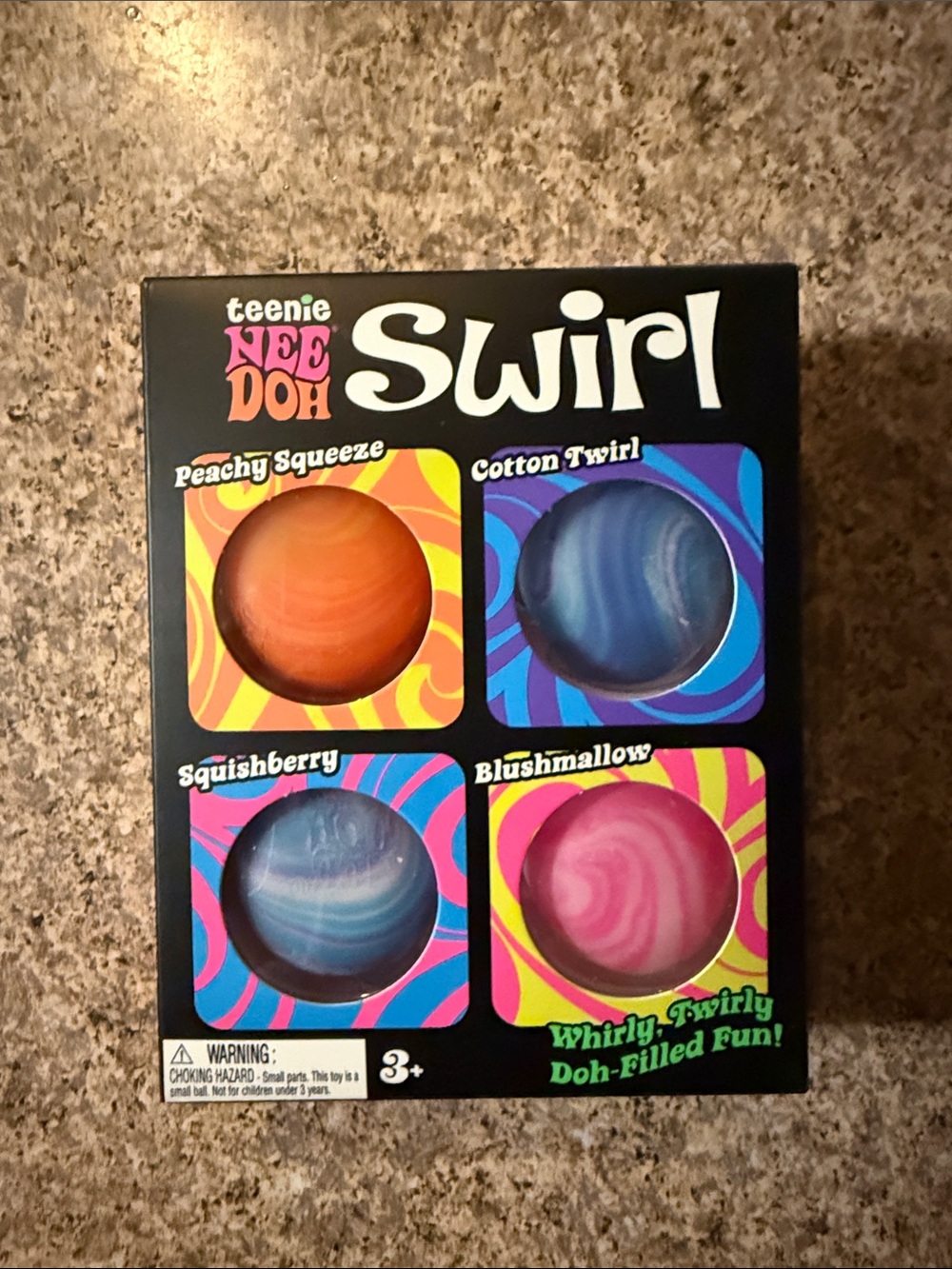 teenie NEE DOH Swirl Squishballs - Orange, Blue, Pink